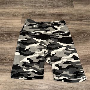 Dark Grey Camo Biker Shorts